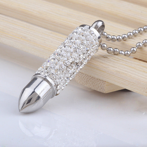 Damen Halskette mit funkelndem Kristallanhänger in eleganter Zylinderform Shop Nory