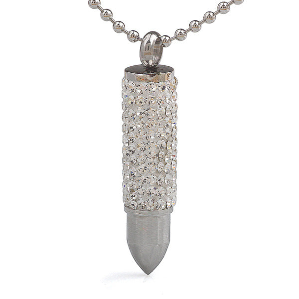 Damen Halskette mit funkelndem Kristallanhänger in eleganter Zylinderform Shop Nory