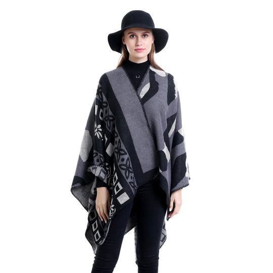 Damen Jacquard‑Strickruana im Oversize‑Fall mit grafischer Musterung Shop Nory