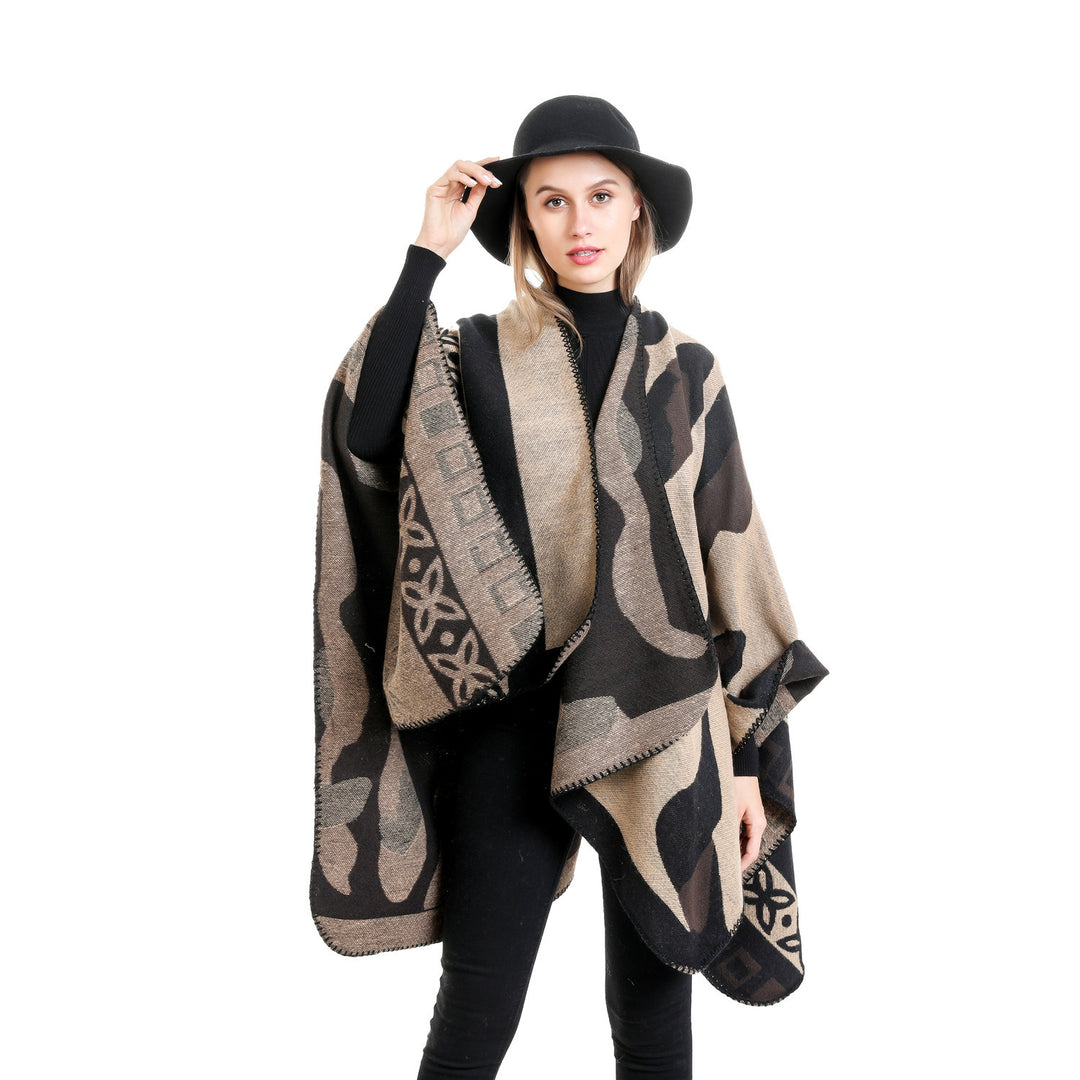 Damen Jacquard‑Strickruana im Oversize‑Fall mit grafischer Musterung Shop Nory