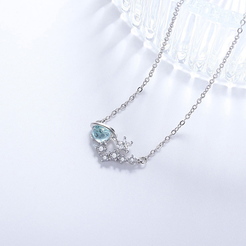 Damen Halskette mit filigranem Planetendesign und funkelnden Zirkoniasteinen Shop Nory