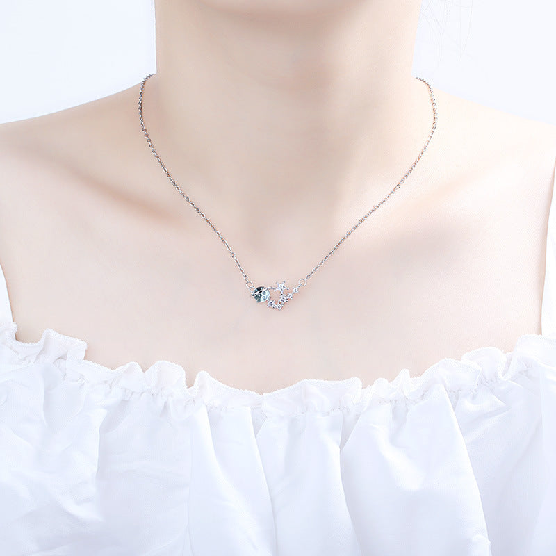Damen Halskette mit filigranem Planetendesign und funkelnden Zirkoniasteinen Shop Nory