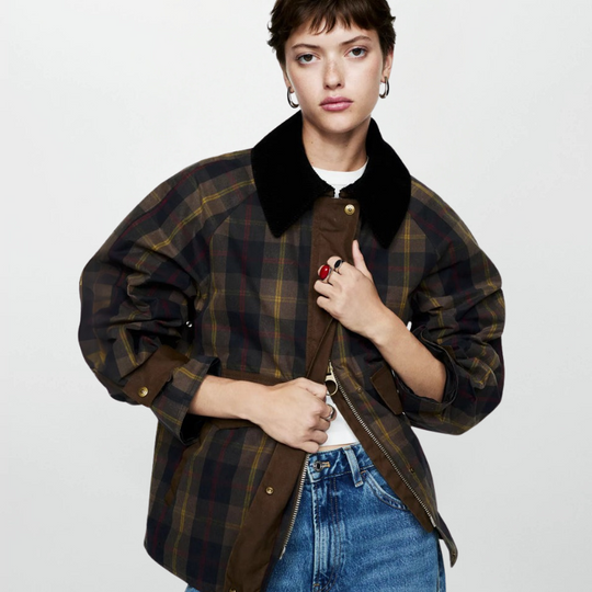 Trendy Damen Karomuster Zip-Up Jacke
