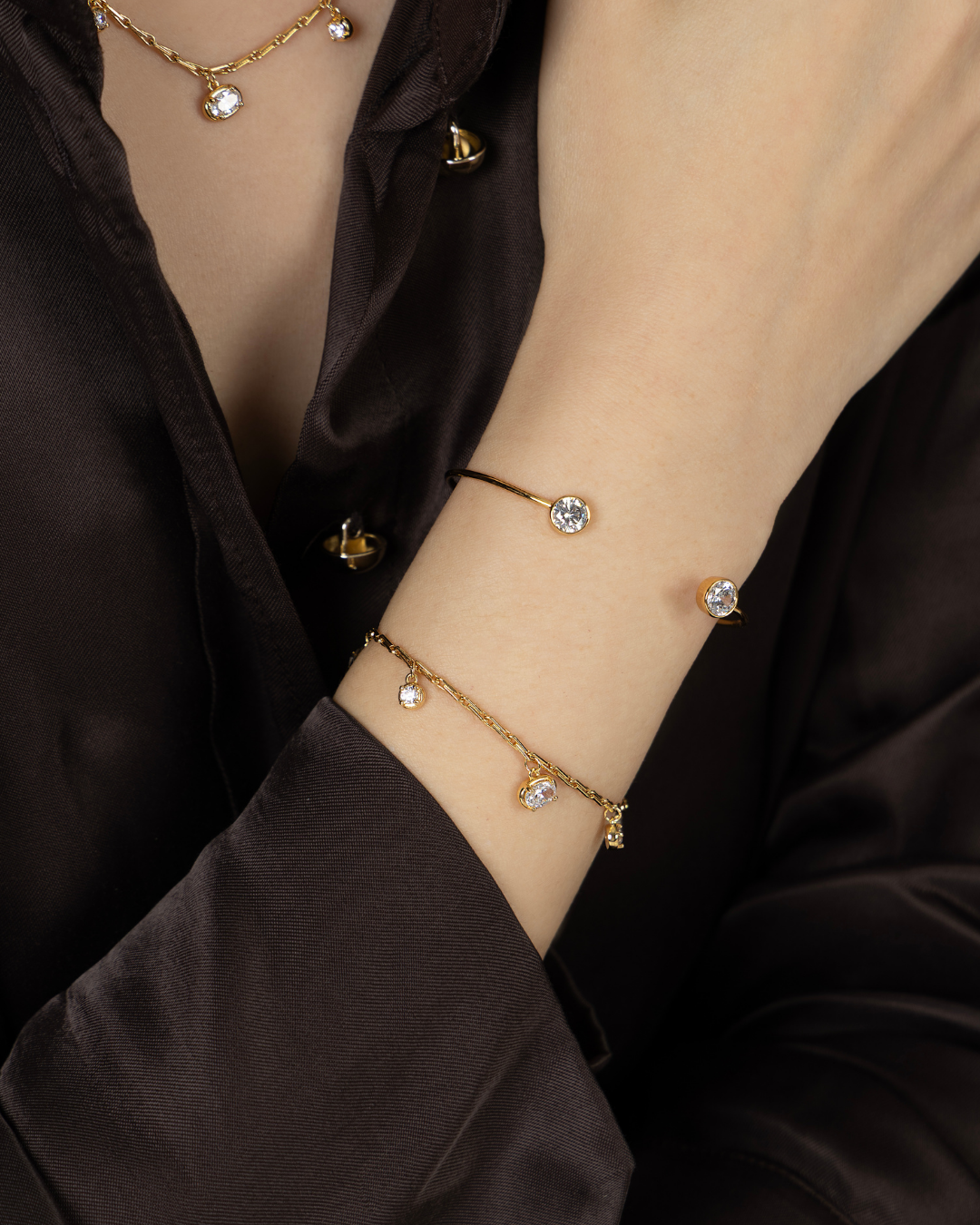 Luxe Nora Kristall Gold Kettenarmband | Shop Nory