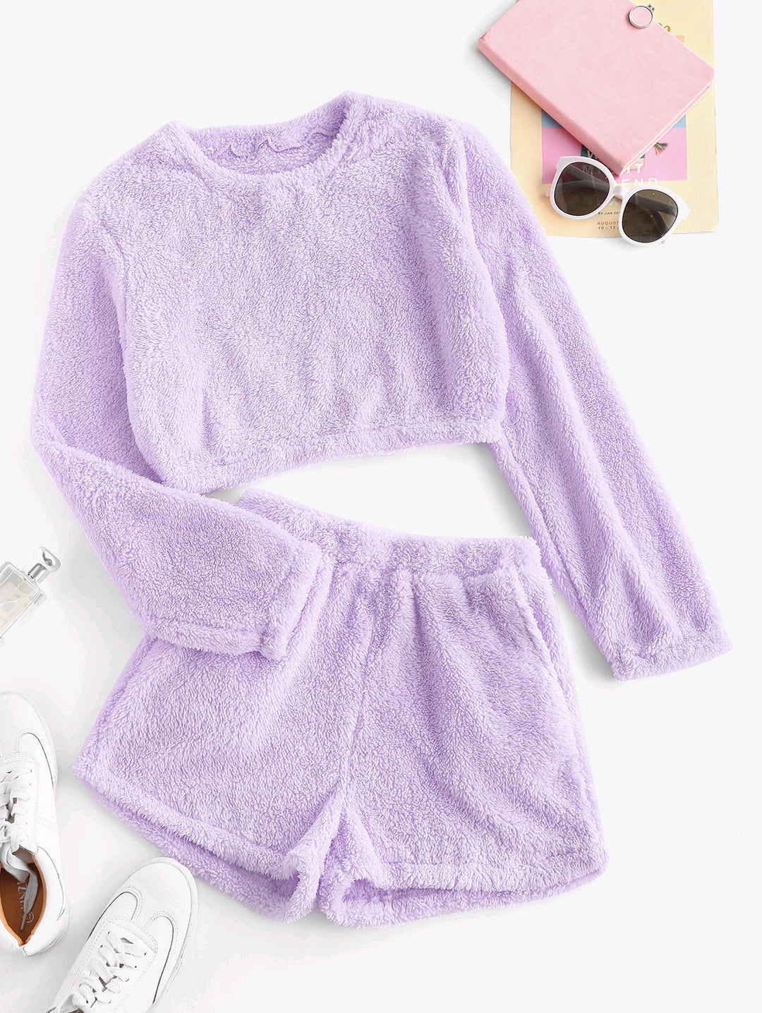 Damen Kuschelige Plüsch-Pyjama-Set