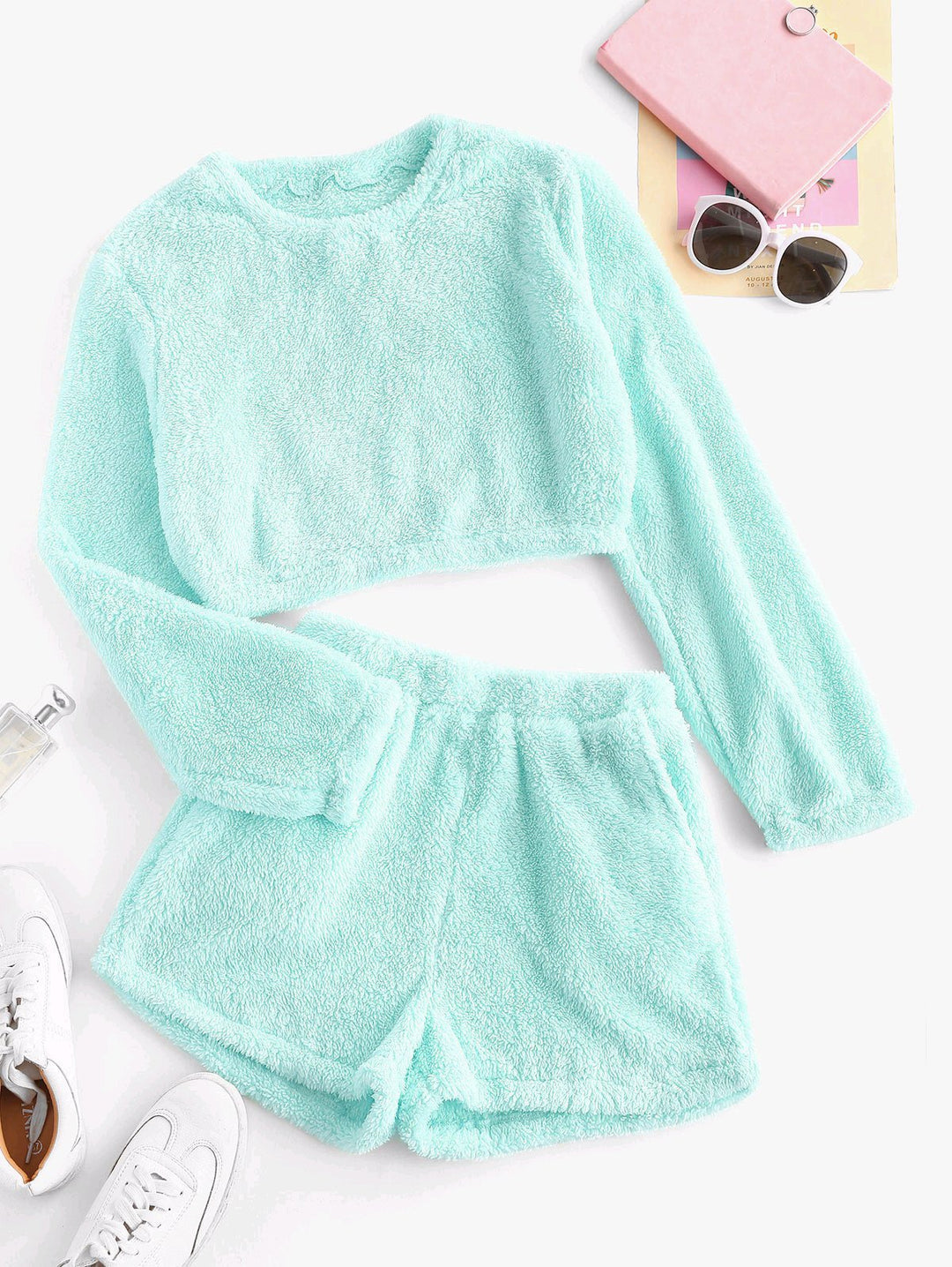 Damen Kuschelige Plüsch-Pyjama-Set