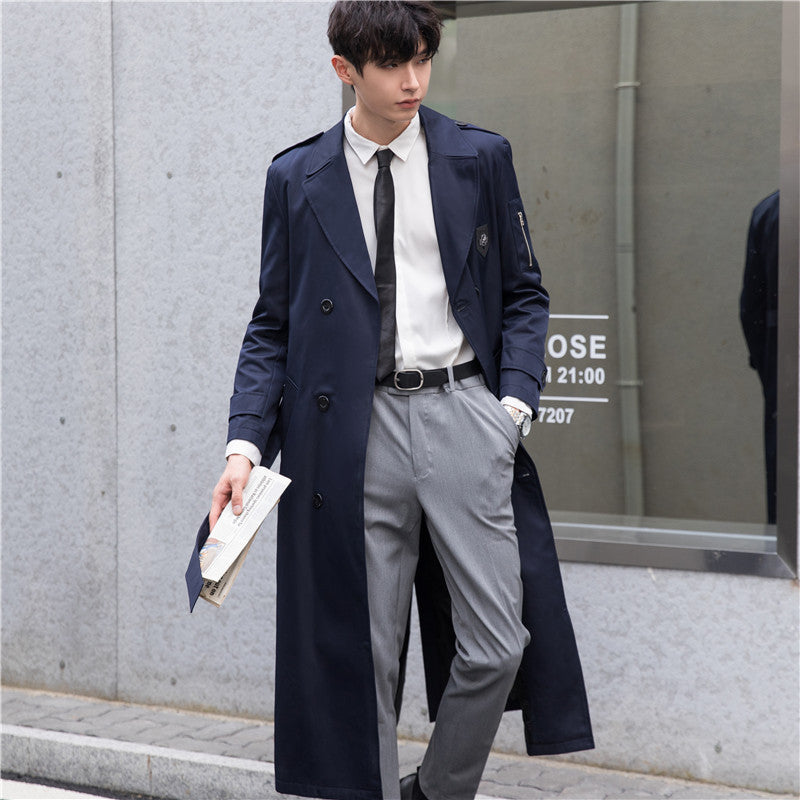 Herren Lange taillierte Trenchcoat-Jacke mit Reißärmeltasche, Wind- und Wasserabweisend Shop Nory