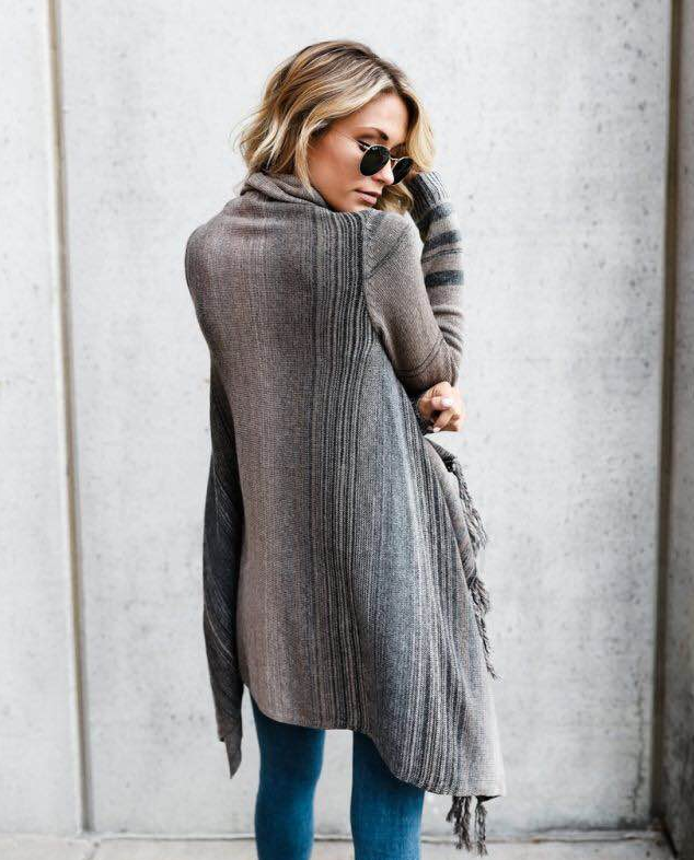 Shopnory | Damen Quaste Strickjacke Warm