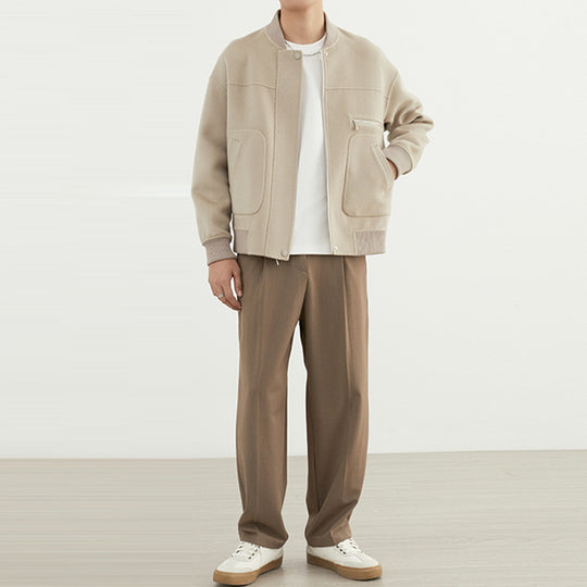 Herren Kurzjacke im Blouson-Stil aus Wollmix mit Rippkragen, Reißverschluss und Brusttasche Shop Nory