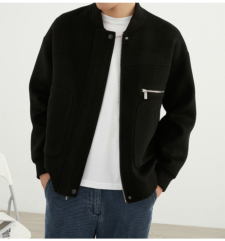 Herren Kurzjacke im Blouson-Stil aus Wollmix mit Rippkragen, Reißverschluss und Brusttasche Shop Nory