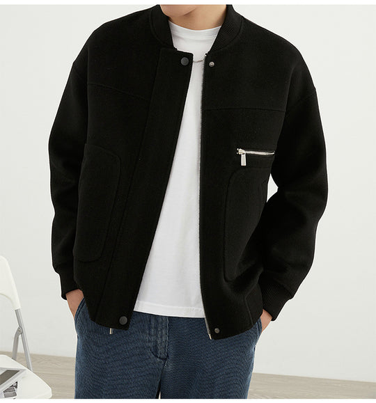 Herren Kurzjacke im Blouson-Stil aus Wollmix mit Rippkragen, Reißverschluss und Brusttasche Shop Nory