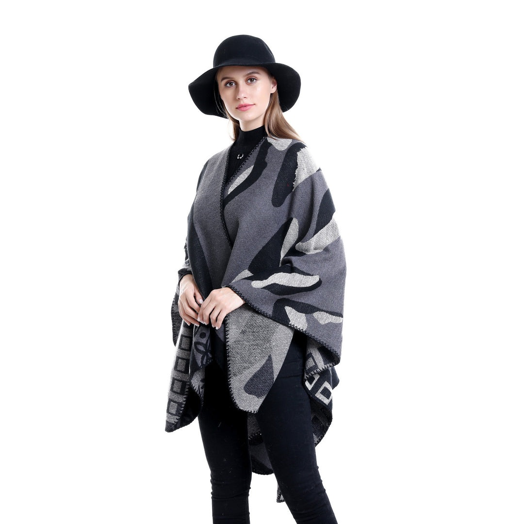 Damen Jacquard‑Strickruana im Oversize‑Fall mit grafischer Musterung Shop Nory