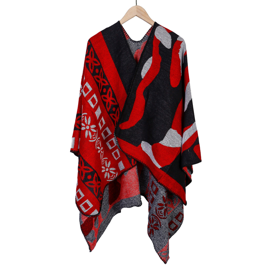 Damen Jacquard‑Strickruana im Oversize‑Fall mit grafischer Musterung Shop Nory