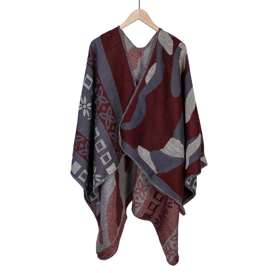 Damen Jacquard‑Strickruana im Oversize‑Fall mit grafischer Musterung Shop Nory