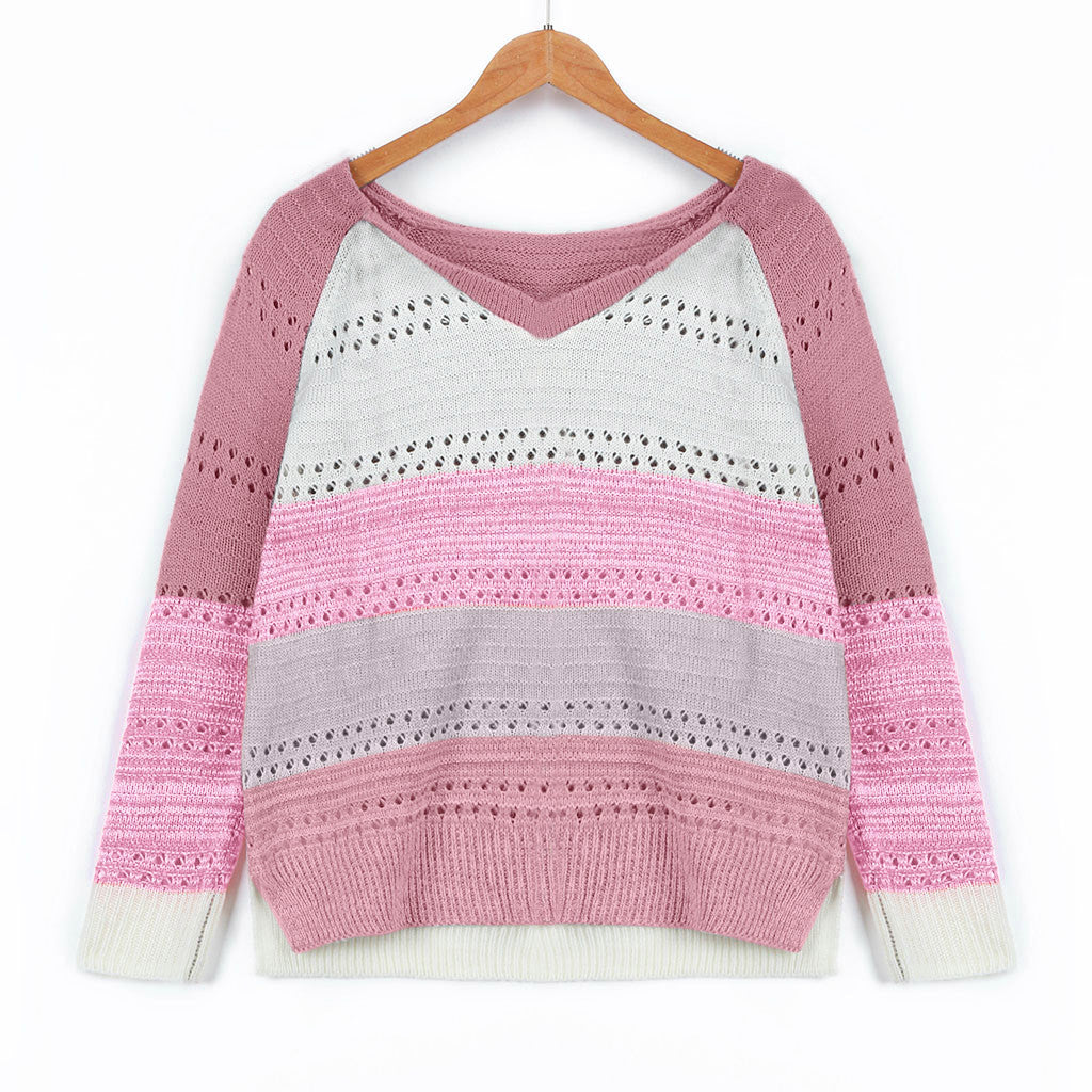 Damen Strickpullover mit V‑Ausschnitt, lockerem Oversize‑Schnitt und Ajour‑Muster Shop Nory