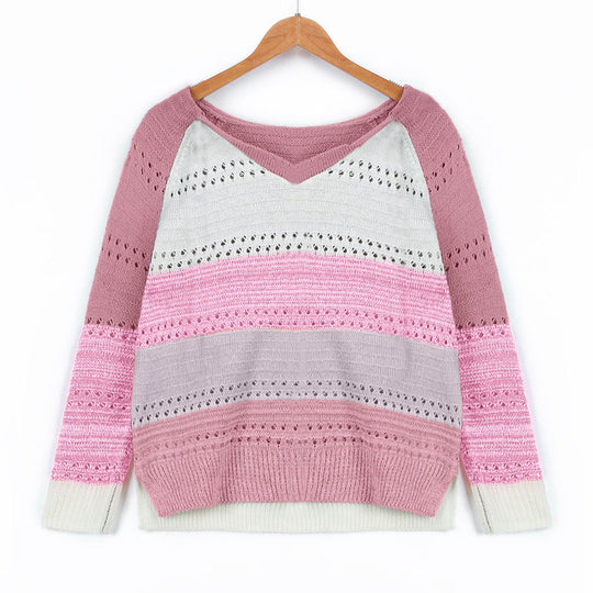 Damen Strickpullover mit V‑Ausschnitt, lockerem Oversize‑Schnitt und Ajour‑Muster Shop Nory