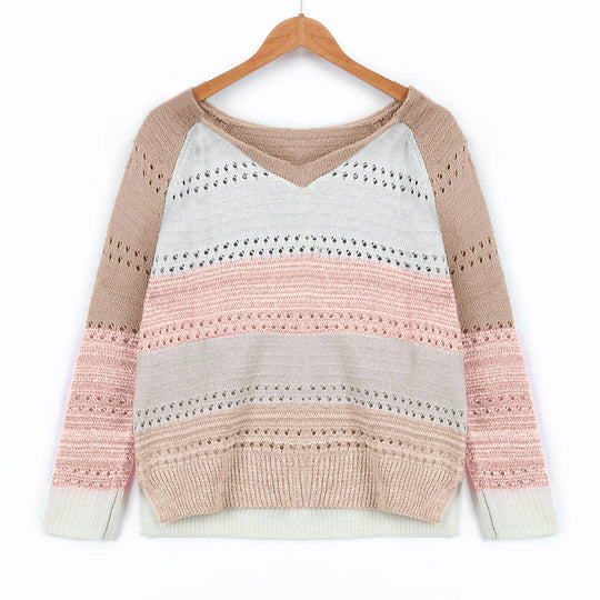 Damen Strickpullover mit V‑Ausschnitt, lockerem Oversize‑Schnitt und Ajour‑Muster Shop Nory