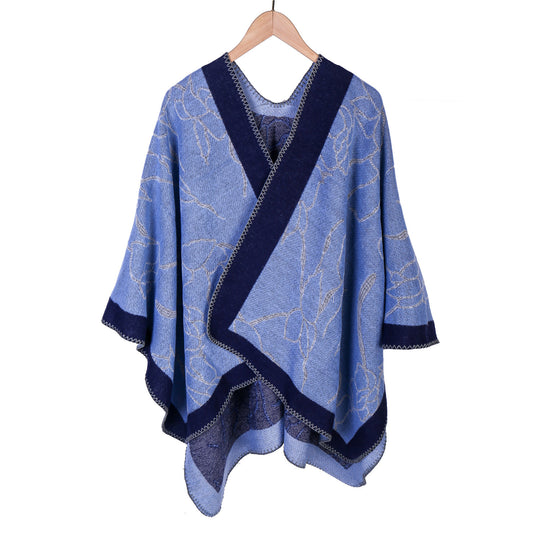 Damen Oversize-Strickruana mit floraler Kontraststickerei Shop Nory