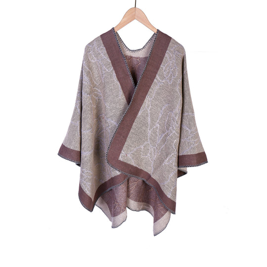Damen Oversize-Strickruana mit floraler Kontraststickerei Shop Nory