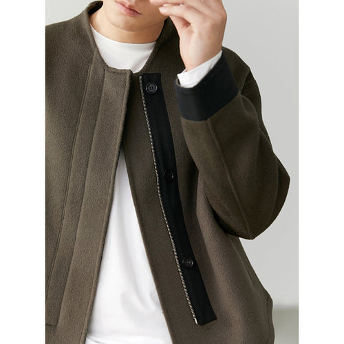 Herren Kurzjacke im Boxy-Schnitt aus Wollmix mit asymmetrischer Reißverschluss- und Knopfblende Shop Nory