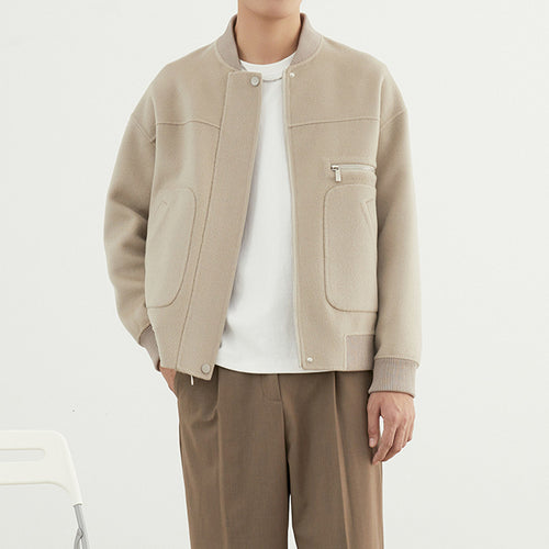 Herren Kurzjacke im Blouson-Stil aus Wollmix mit Rippkragen, Reißverschluss und Brusttasche Shop Nory