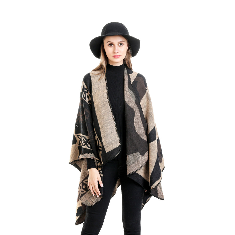 Damen Jacquard‑Strickruana im Oversize‑Fall mit grafischer Musterung Shop Nory