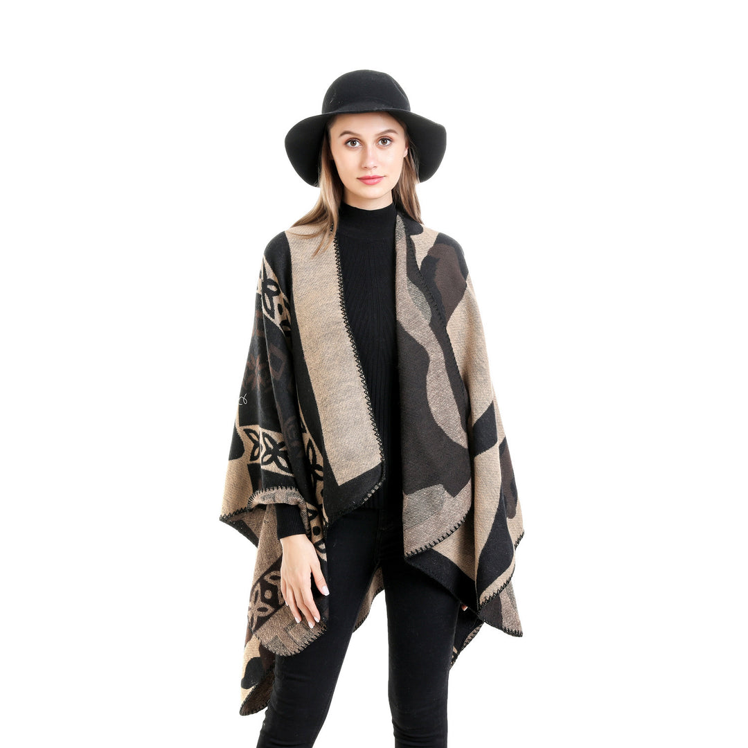 Damen Jacquard‑Strickruana im Oversize‑Fall mit grafischer Musterung Shop Nory