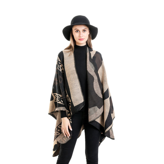 Damen Jacquard‑Strickruana im Oversize‑Fall mit grafischer Musterung Shop Nory