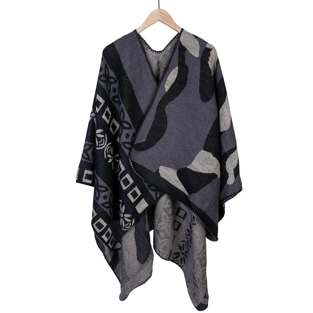 Damen Jacquard‑Strickruana im Oversize‑Fall mit grafischer Musterung Shop Nory
