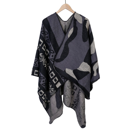 Damen Jacquard‑Strickruana im Oversize‑Fall mit grafischer Musterung Shop Nory
