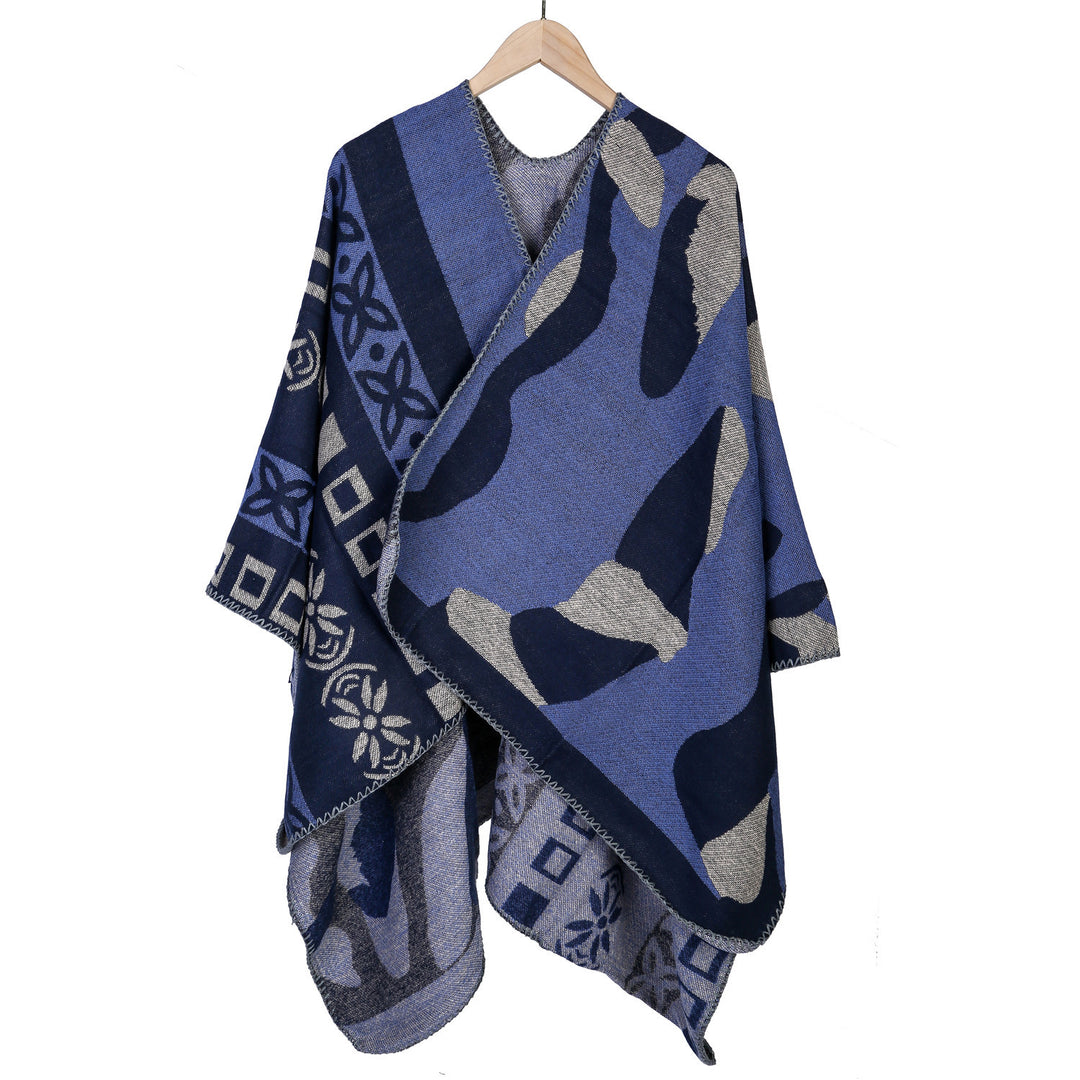 Damen Jacquard‑Strickruana im Oversize‑Fall mit grafischer Musterung Shop Nory