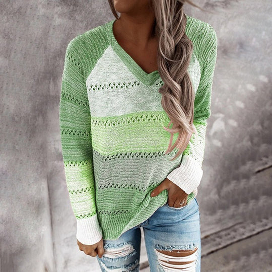 Damen Strickpullover mit V‑Ausschnitt, lockerem Oversize‑Schnitt und Ajour‑Muster Shop Nory