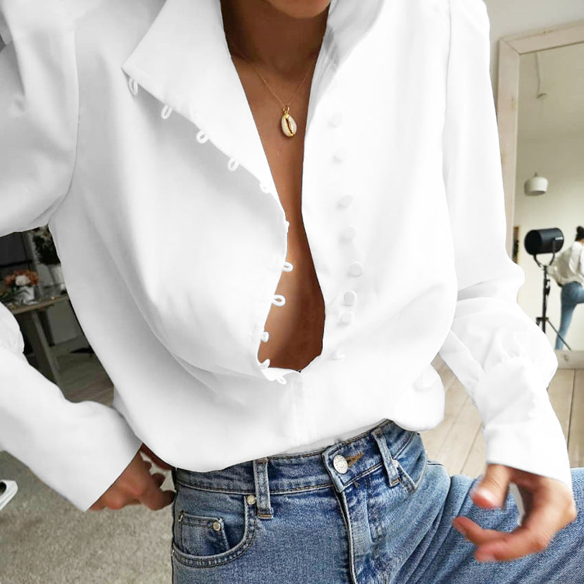 Viktorianisch Inspirierte Bluse mit Hohem Kragen