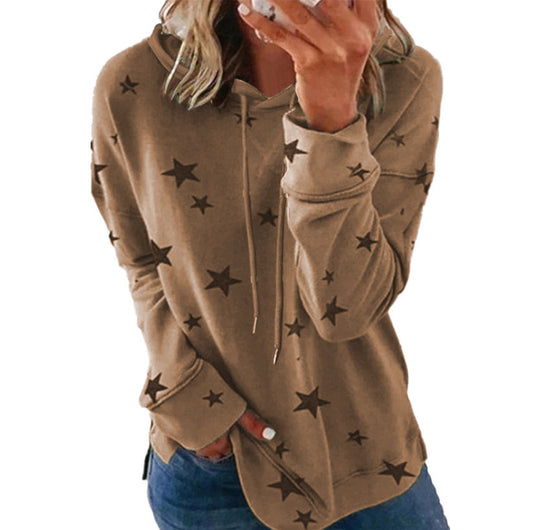 Damen Oversize-Kapuzenpullover aus weichem Baumwollmix mit Sternenprint Shop Nory