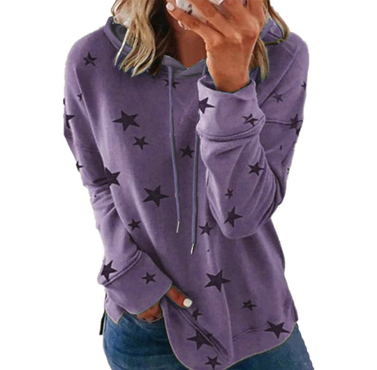 Damen Oversize-Kapuzenpullover aus weichem Baumwollmix mit Sternenprint Shop Nory