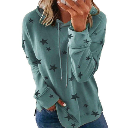 Damen Oversize-Kapuzenpullover aus weichem Baumwollmix mit Sternenprint Shop Nory