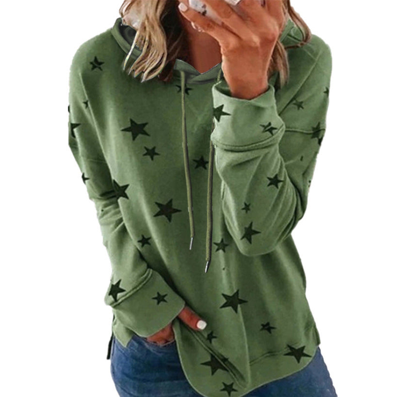 Damen Oversize-Kapuzenpullover aus weichem Baumwollmix mit Sternenprint Shop Nory