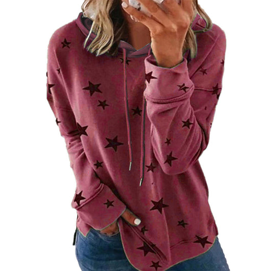 Damen Oversize-Kapuzenpullover aus weichem Baumwollmix mit Sternenprint Shop Nory
