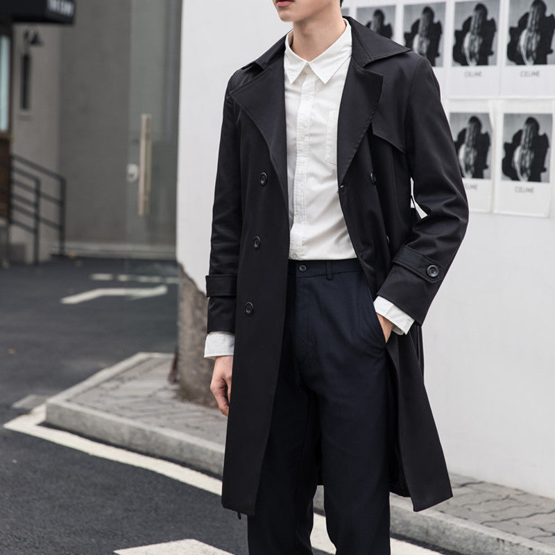 Herren Eleganter taillierter Trenchcoat mit doppelter Knopfleiste und Bindegürtel Shop Nory