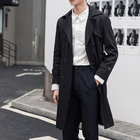 Herren Eleganter taillierter Trenchcoat mit doppelter Knopfleiste und Bindegürtel Shop Nory