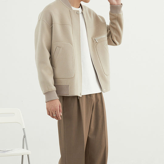 Herren Kurzjacke im Blouson-Stil aus Wollmix mit Rippkragen, Reißverschluss und Brusttasche Shop Nory