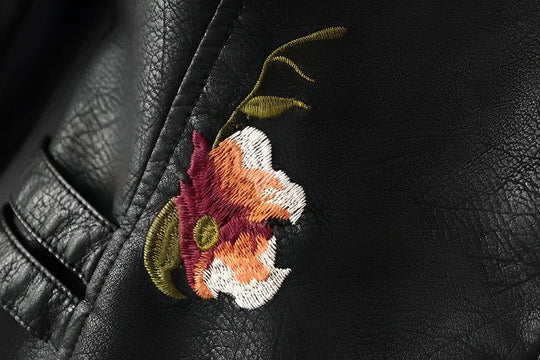 Lederjacke mit Stickerei
