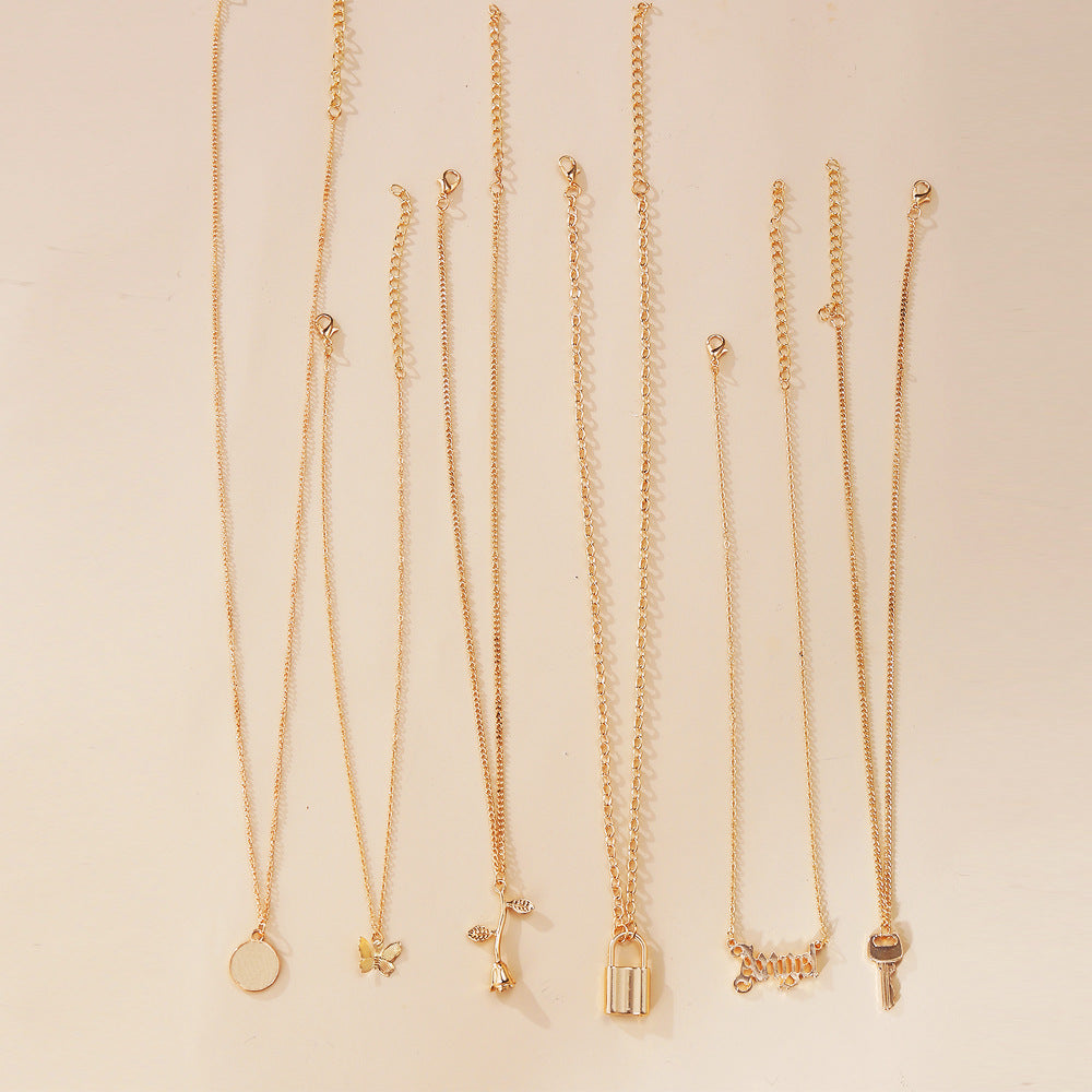 Damen mehrlagige Halskette mit individuellen Anhängern und geometrischen Designs Shop Nory