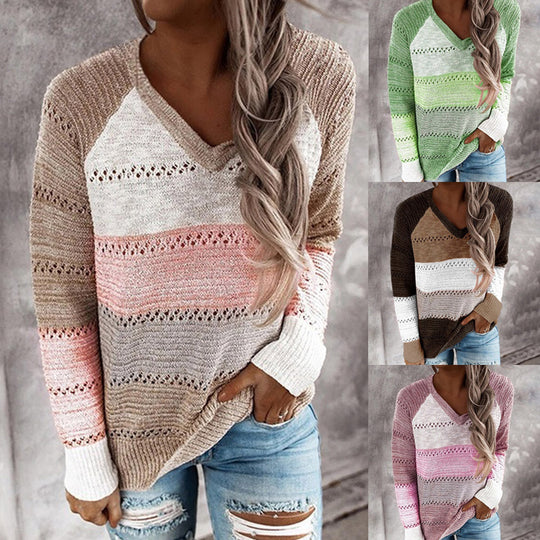 Damen Strickpullover mit V‑Ausschnitt, lockerem Oversize‑Schnitt und Ajour‑Muster Shop Nory