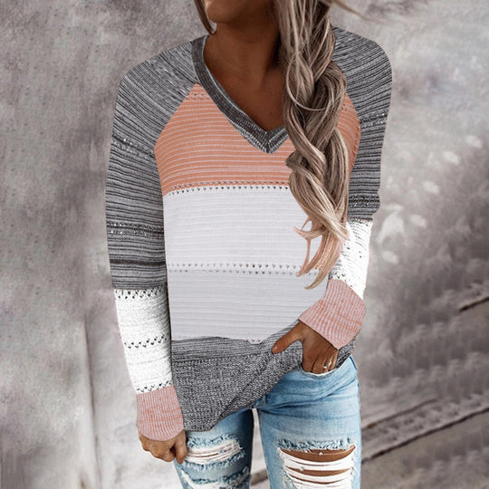 Damen Strickpullover mit V‑Ausschnitt, lockerem Oversize‑Schnitt und Ajour‑Muster Shop Nory