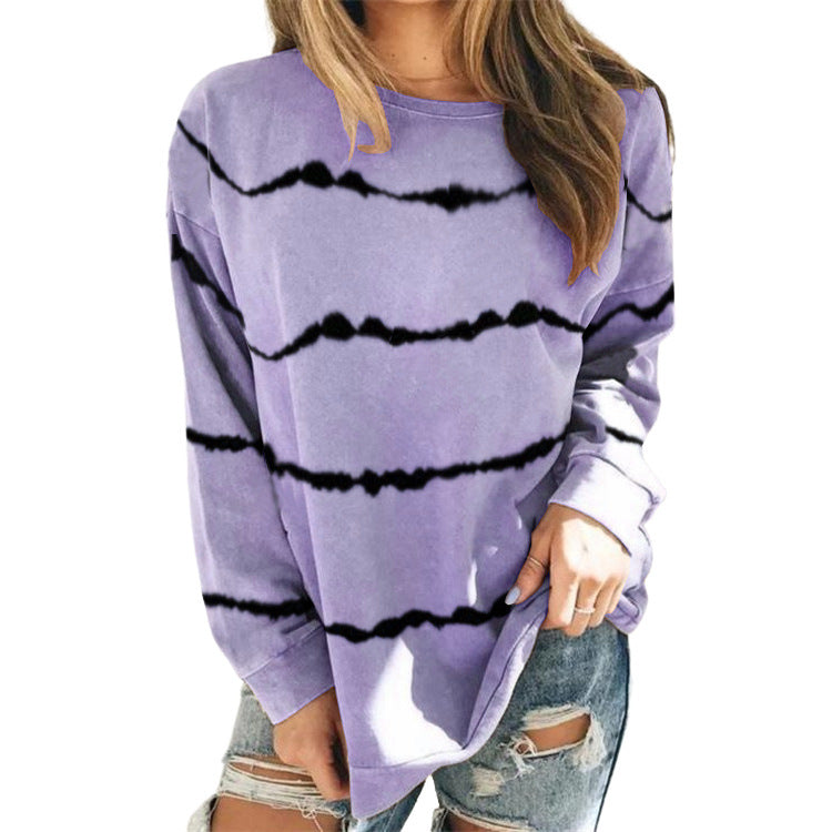 Damen Oversize Langarmshirt im Batik‑Look mit Rundhalsausschnitt und lockerer Passform Shop Nory