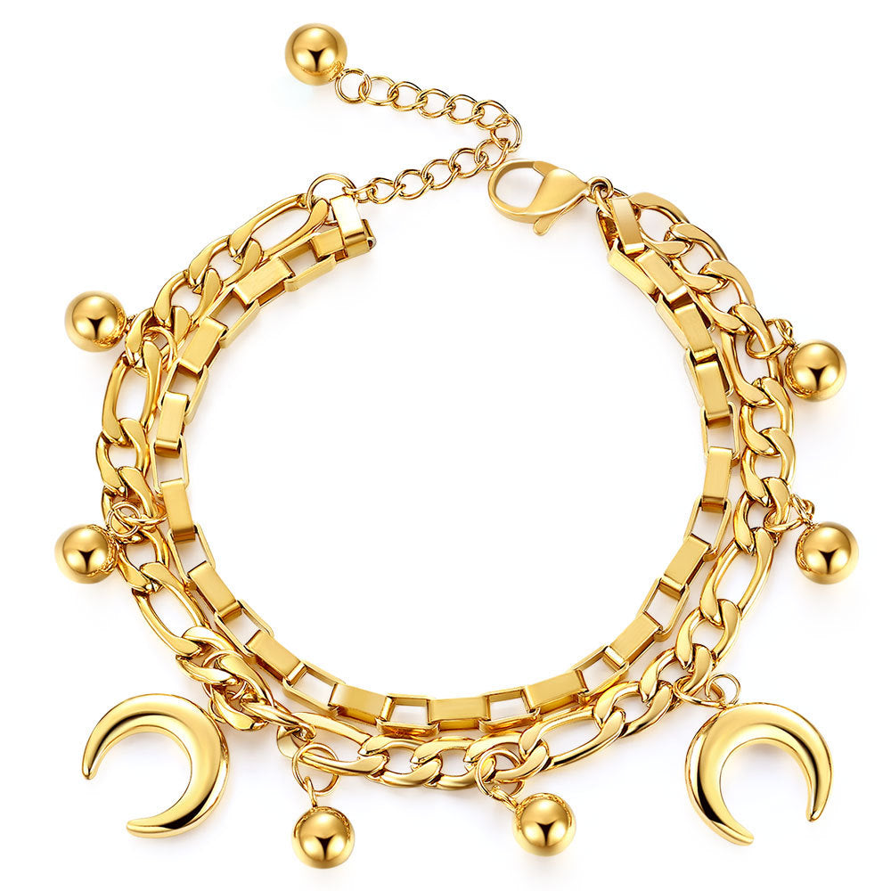 Damen Armband mit schimmernden Monden und filigranen Kettenelementen Shop Nory