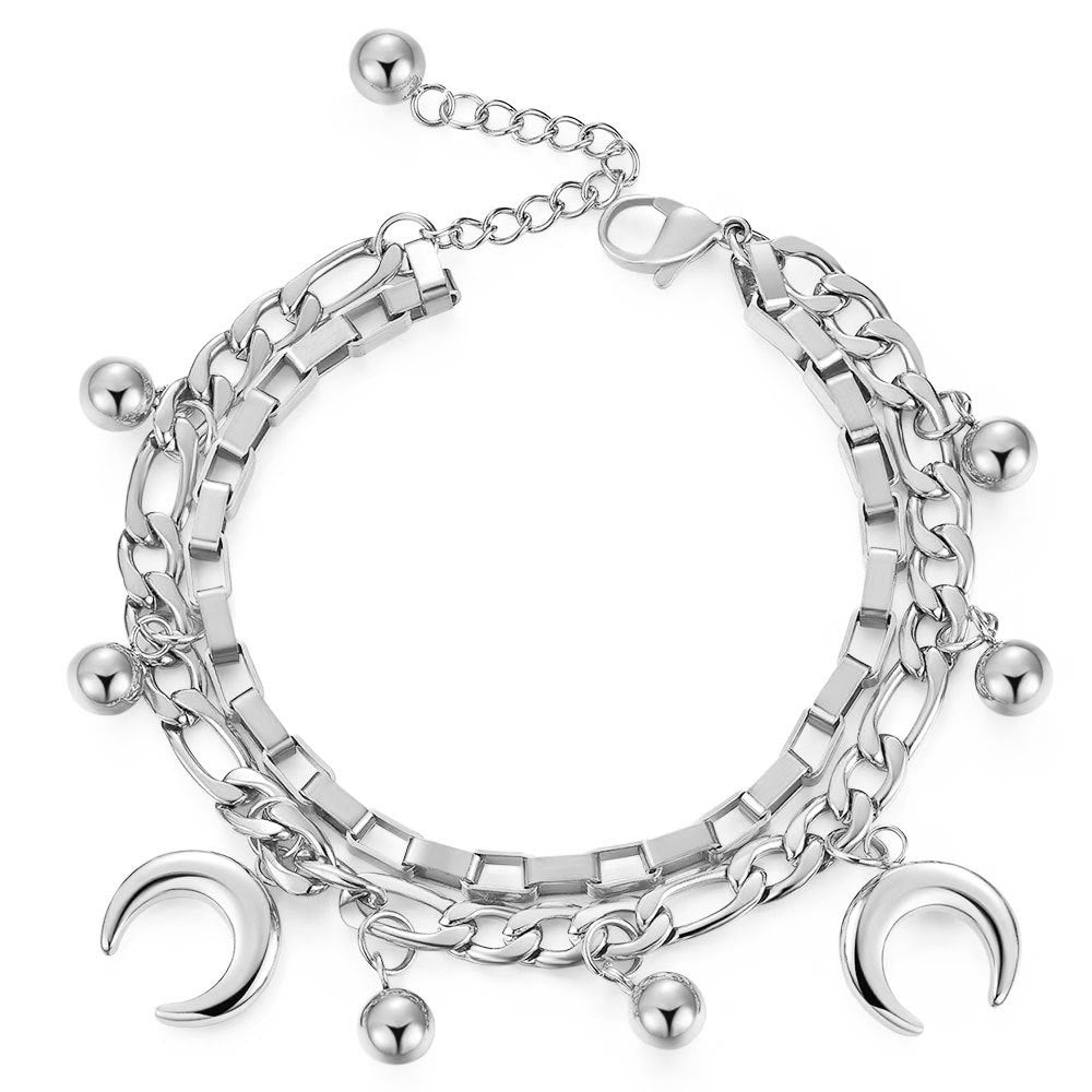 Damen Armband mit schimmernden Monden und filigranen Kettenelementen Shop Nory