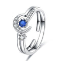 Damen zierlicher Ring mit funkelndem Saphirstein und grazilen Zirkonia-Akzenten Shop Nory
