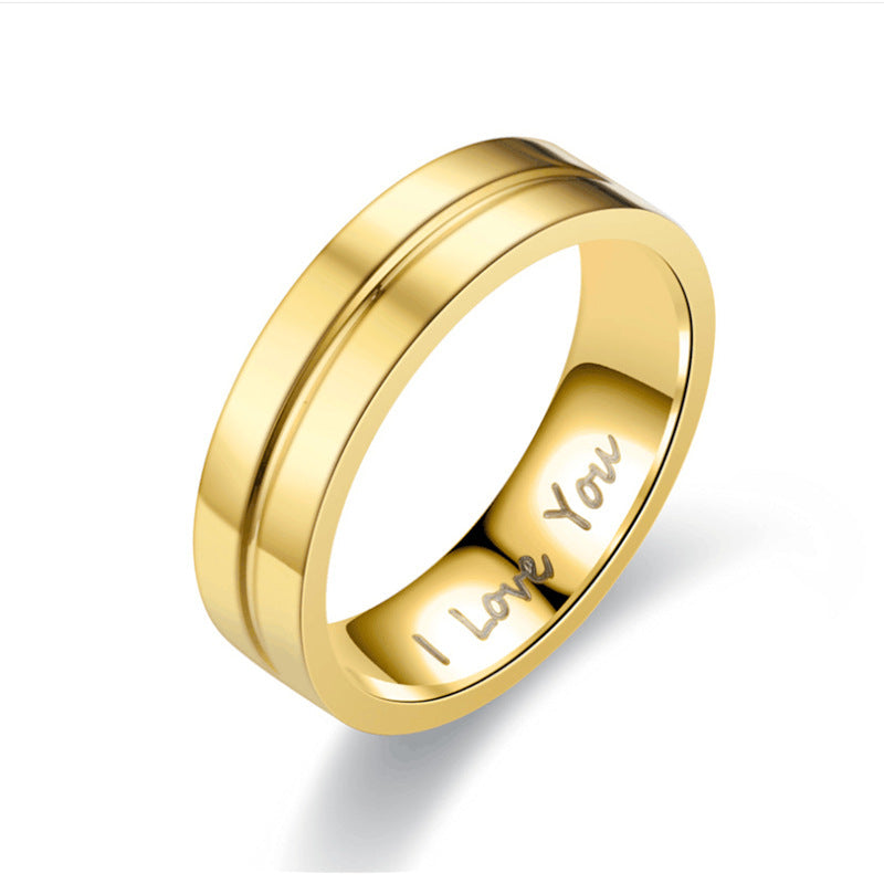 Herren Ring mit eingelegtem Liebesschriftzug und eleganter Oberflächenstruktur Shop Nory
